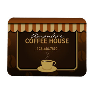 Coffee Shop Cafe Brown Small Custom Flexi Magnets