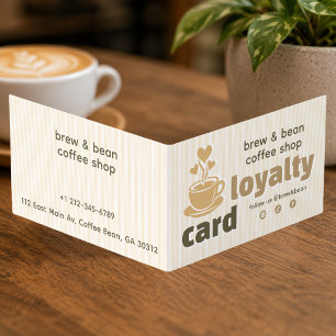 Coffee Shop Cafe Cup with Heart Steam Loyalty Business Card