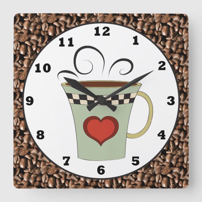 Coffee shop cartoon wall clock (Front)