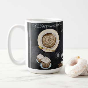 Coffee Shop Chalkboard Typography Cappuccino Heart Mug