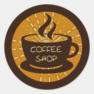 Coffee Shop Classic Round Sticker