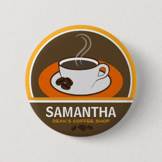 Coffee Shop Coffee Cup Cafe Staff ID Name Tags 6 Cm Round Badge
