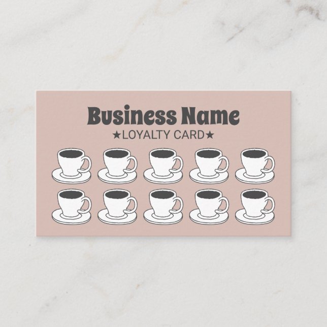 Coffee Shop Coffee Cups Pink Customer Loyalty Card (Front)