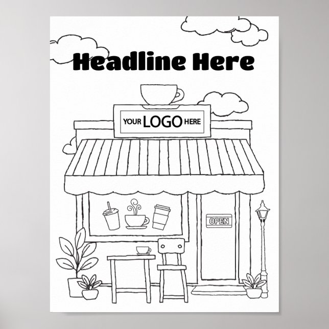 Coffee Shop Colouring Art Coffee Lovers Activity Poster (Front)