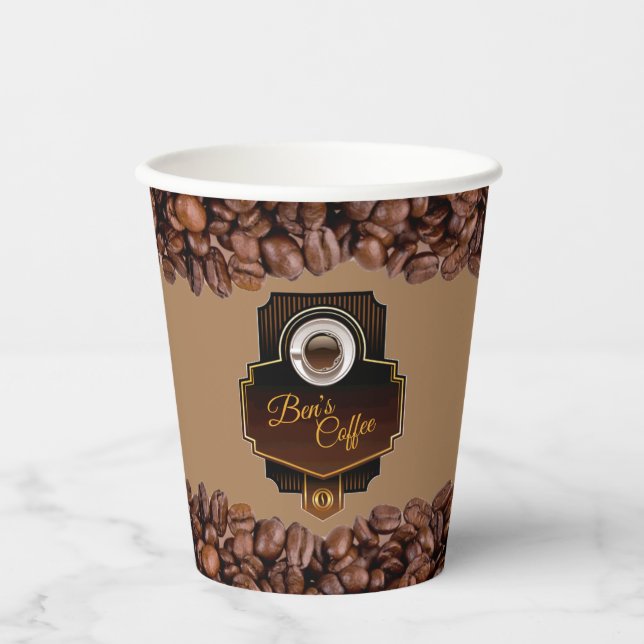 Coffee Shop Custom Business Name  Paper Cups (Front)