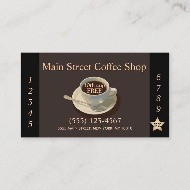 Coffee Shop Customer Loyalty Punch Card (Front)
