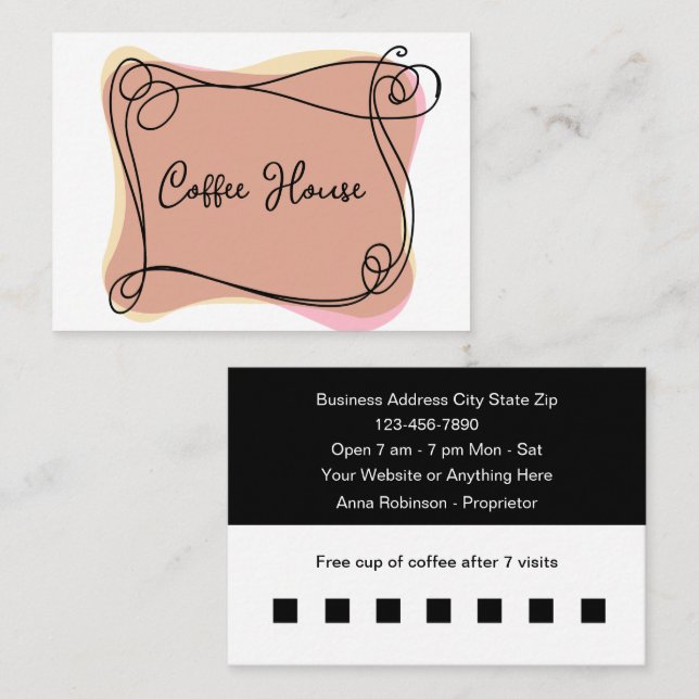 Coffee Shop Customer Rewards Template Business Card (Front/Back)