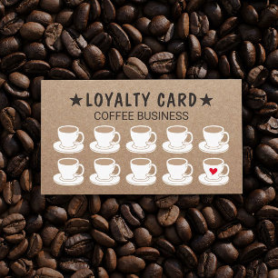 Coffee Shop Cute Cups Rustic Kraft Coffee Loyalty
