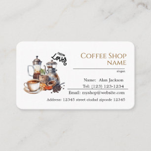 coffee shop editable business cards