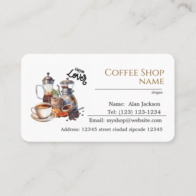 coffee shop editable business cards (Front)