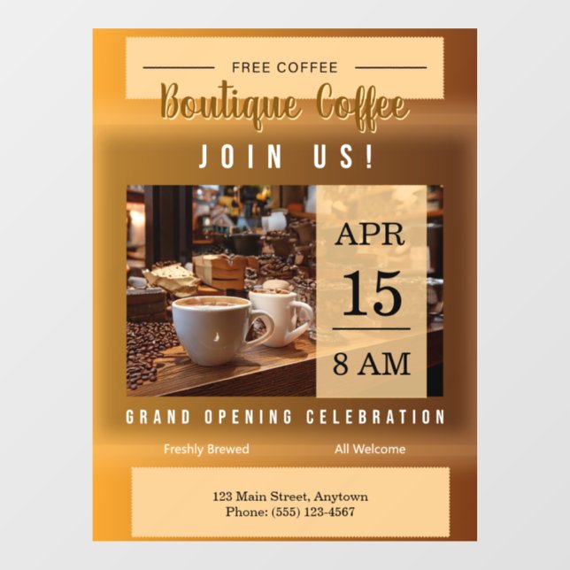 Coffee Shop Grand Opening Announcement (Sheet)