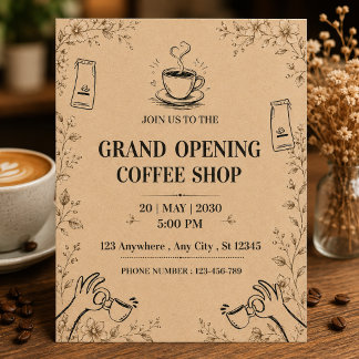 Coffee Shop Grand Opening Invitation