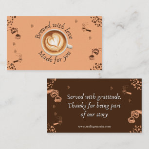 Coffee Shop Latte Art Thank You Note Business Card