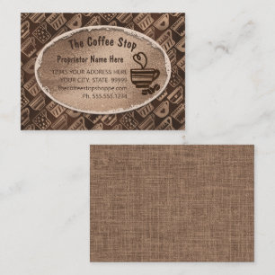 Coffee Shop Latte Mug Art Beans Chocolate Brown  Business Card