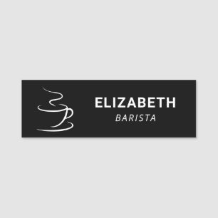 Coffee Shop Logo Black Name Tag