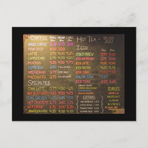 Coffee Shop Menu Board - Postcard