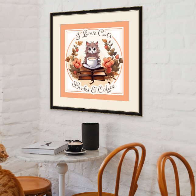 Coffee Shop Poster Cats Books & Coffee (Creator Uploaded)