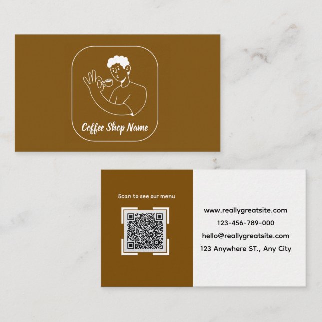 Coffee Shop QR Business Card (Front/Back)