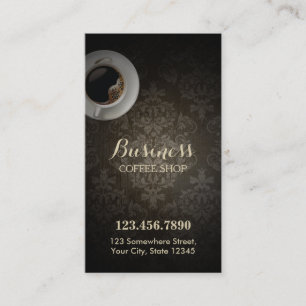 Coffee Shop Vintage Damask Loyalty Punch Card