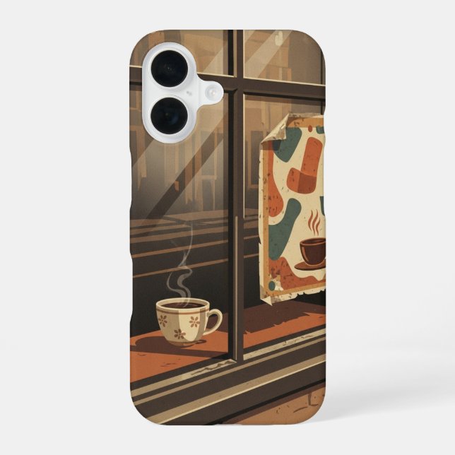 Coffee Shop Window View iPhone 16 Case (Back)