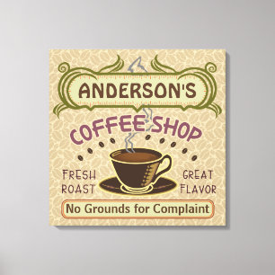 Coffee Shop with Cup Create Your Own Personalised Canvas Print