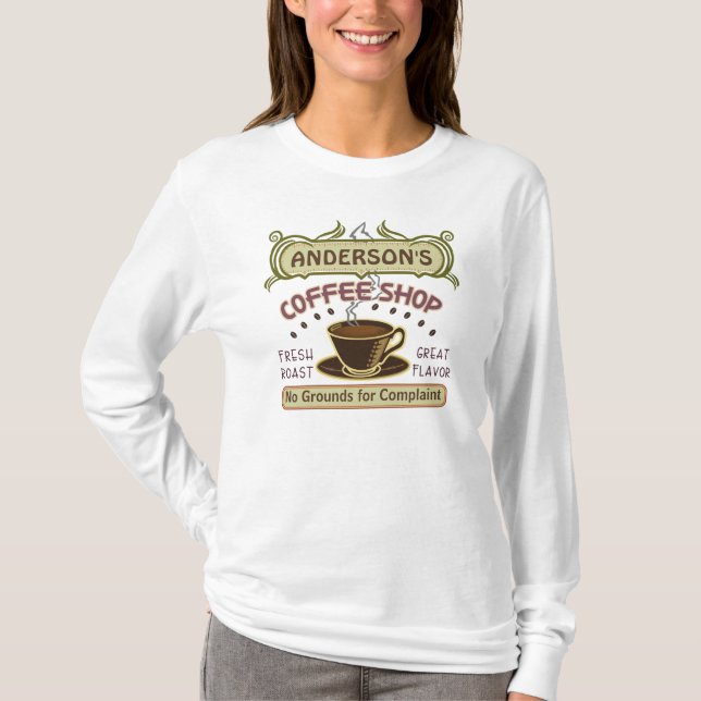 Coffee Shop with Cup Create Your Own Personalised T-Shirt (Front)