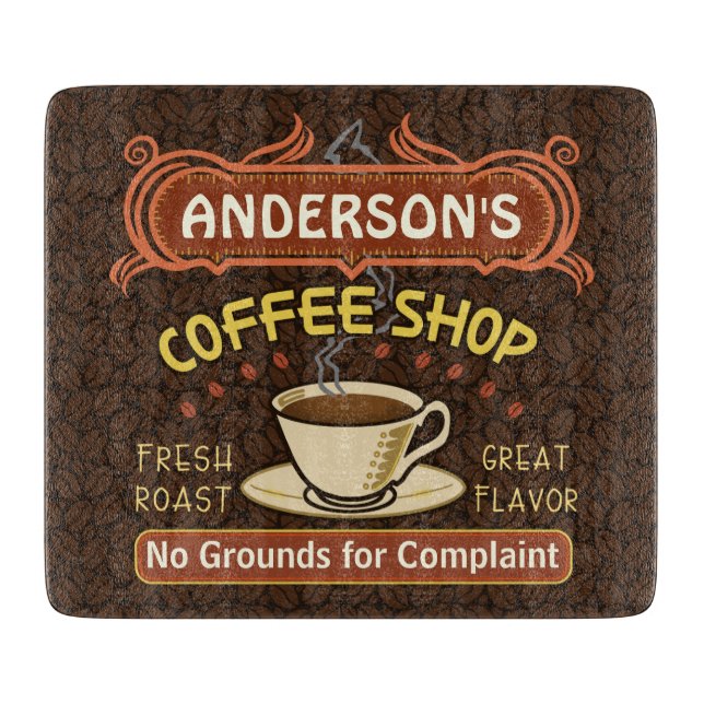 Coffee Shop with Mug Create Your Own Personalised Cutting Board (Front)