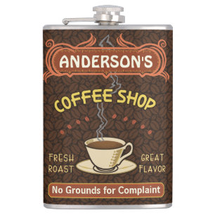 Coffee Shop with Mug Create Your Own Personalised Hip Flask