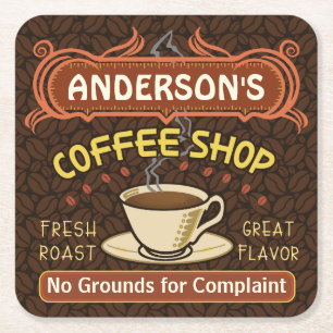 Coffee Shop with Mug Create Your Own Personalised Square Paper Coaster
