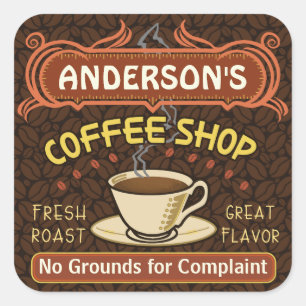 Coffee Shop with Mug Create Your Own Personalised Square Sticker