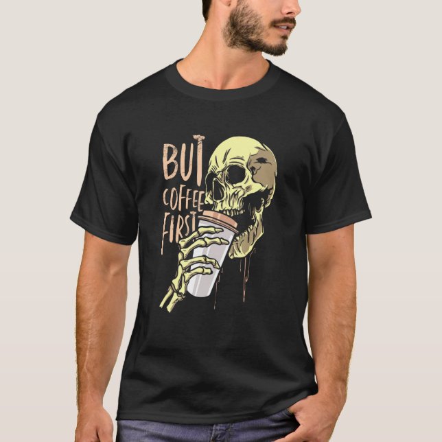 Coffee Skull Coffee Addiction T-Shirt (Front)