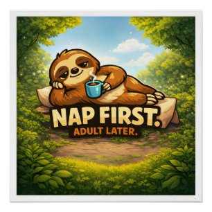 Coffee Sloth - Critter Kingdom Poster