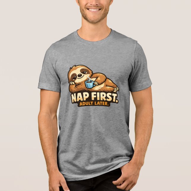 Coffee Sloth - Critter Kingdom Tri-Blend Shirt (Front)