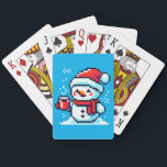 Coffee Snowman - Cozy Pixel Art Christmas Design Playing Cards<br><div class="desc">Even snowmen need their coffee fix! ☕⛄ The "Coffee Snowman" design features a pixel art snowman wearing a festive Christmas hat while happily holding a warm cup of coffee. Perfect for coffee lovers, winter enthusiasts, and fans of cozy holiday vibes, this cute and quirky design blends festive charm with caffeine-powered...</div>