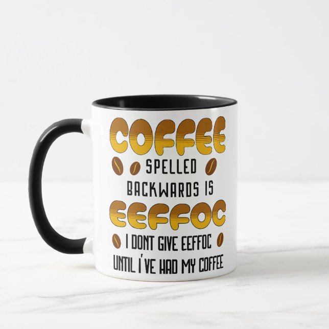 Coffee Spelled Backwards Coffee lover Mug (Left)