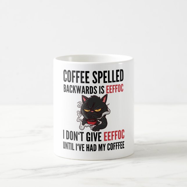 Coffee Spelled Backwards Is Eeffoc - Cat Mug (Center)