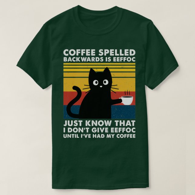 Coffee spelled backwards is Eeffoc - funny Black C T-Shirt (Design Front)