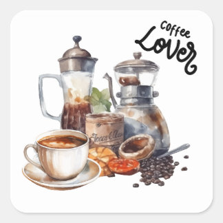 coffee square sticker