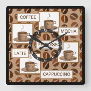 Coffee square wall clock