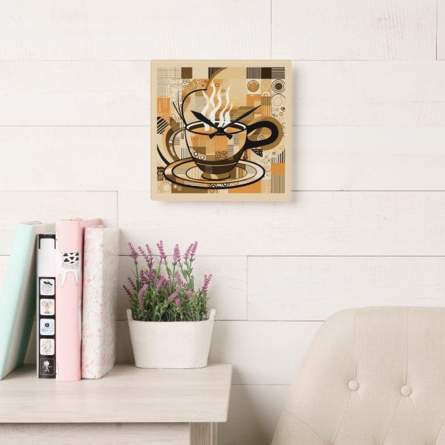 Coffee Square Wall Clock (Reading Room)