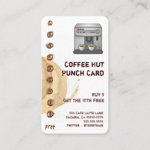 Coffee Stain and Cup Drink Punchcard Loyalty Card