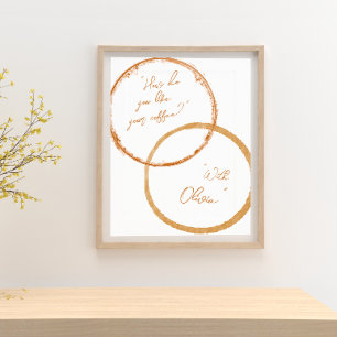 Coffee Stain Art Couple’s Cute Bedroom Poster