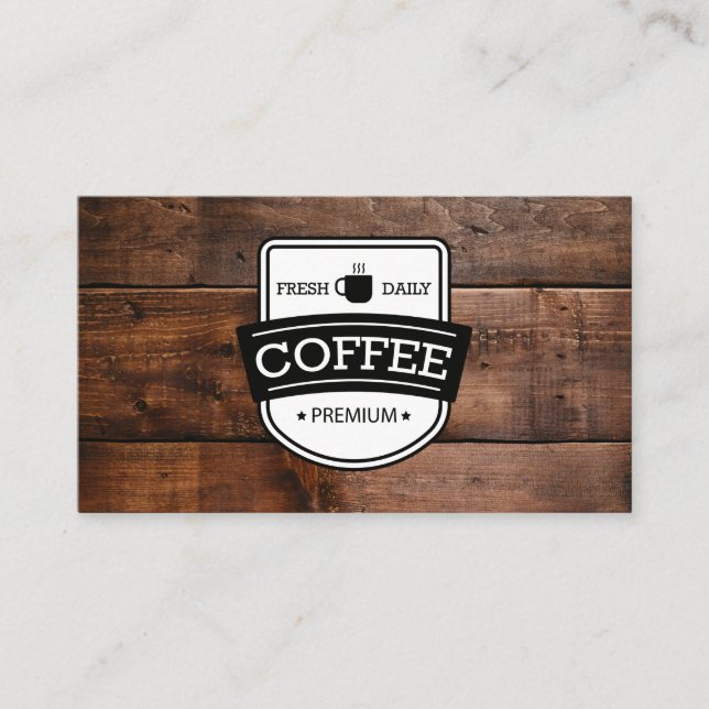 Coffee Stain | Coffee Shop Barista Wood Trim Business Card (Front)