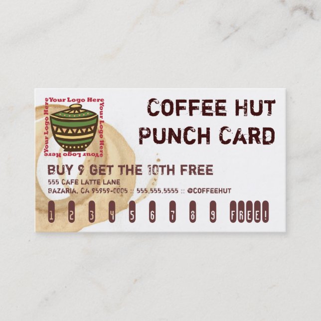 Coffee Stain Logo Drink Punch Card (Front)