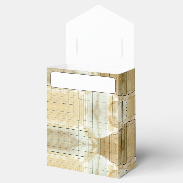 Coffee stained ledger paper collage favour box (Opened)