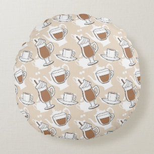 Coffee, sweet pattern round cushion
