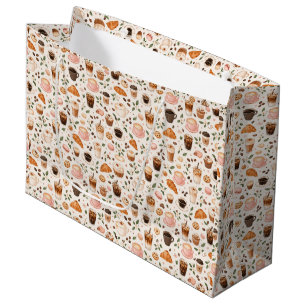 Coffee & Sweet Treats Pattern Large Gift Bag