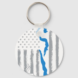 coffee swimming- Vintage USA American Flag for swi Key Ring