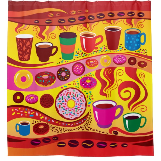 Coffee Swirl and Sugar Rush Shower Curtain (Front)