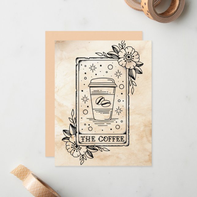 Coffee Tarot Card  (Front/Back In Situ)